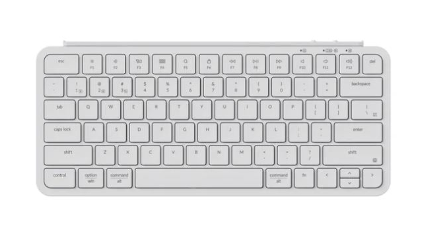 Slim white Keychron B1 Pro wireless keyboard with rounded keys and a full layout, including a function row and arrow keys