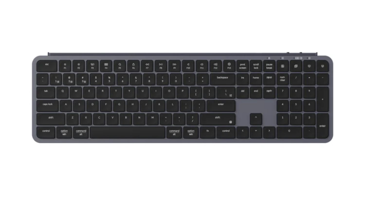 Front view of the Keychron B6 Pro Ultra-Slim Wireless 100% Membrane Keyboard