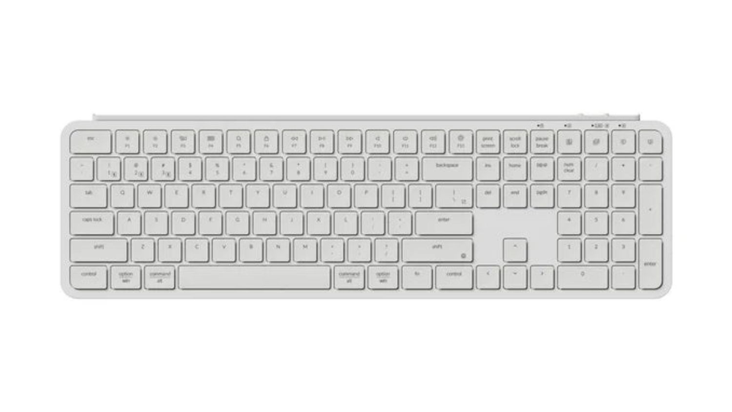 Front view of the Keychron B6 Pro Ultra-Slim Wireless 100% Membrane Keyboard in white colour