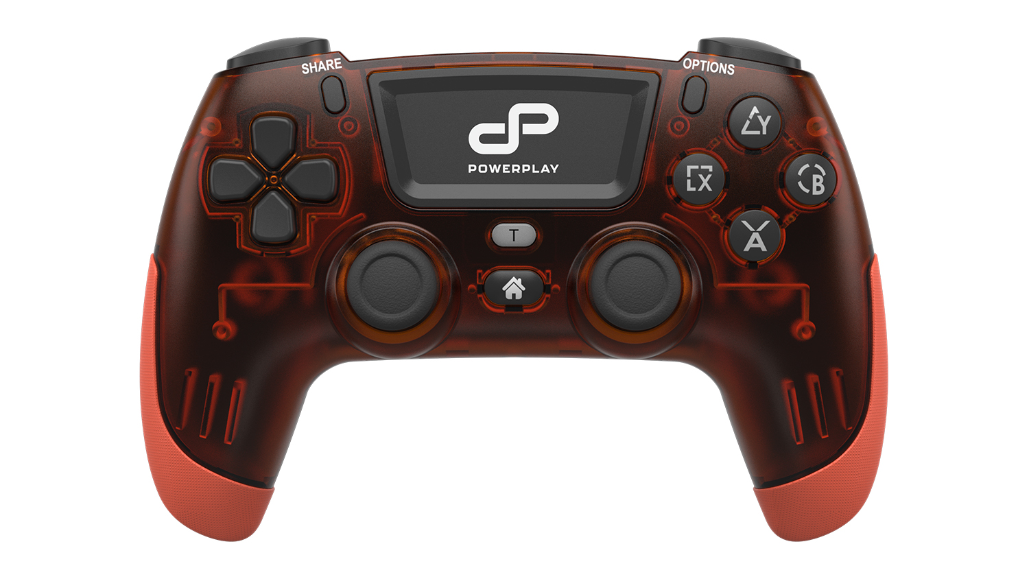 PowerPlay Wireless Controller for PlayStation 4 in a translucent red colour