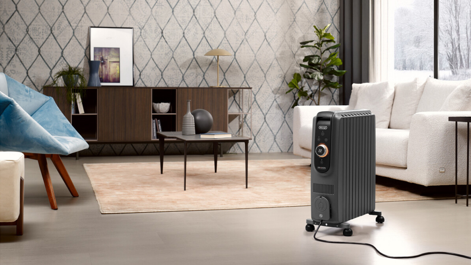 De'Longhi Dragon5 Connect 2400W 10 Fin Oil Column Heater - Grey (TRD51024WIFIG)