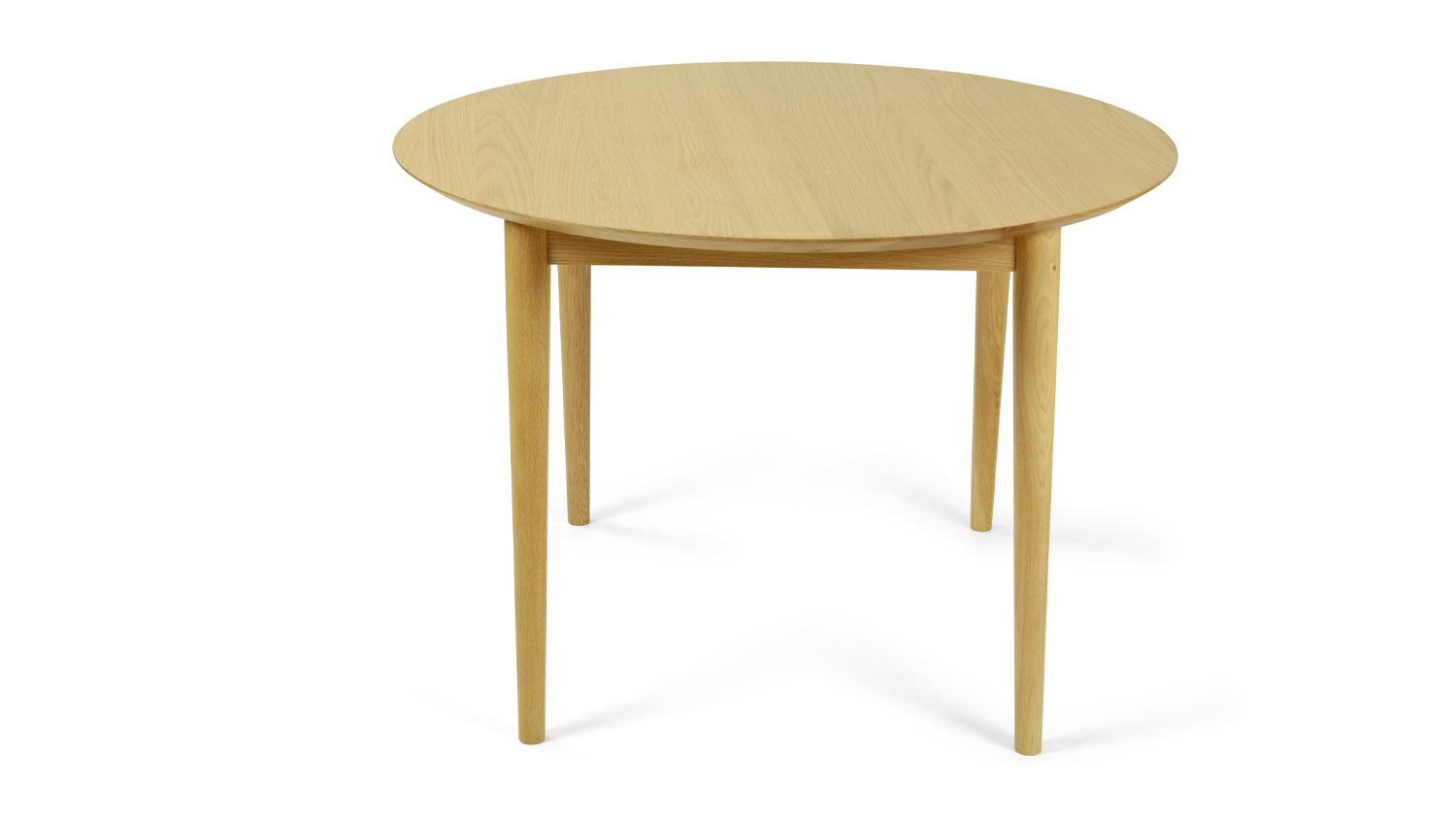 Front view of the Helsinki 1100mm round dining table in light oak