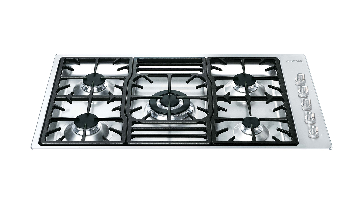 Smeg Classic 90cm 5 Burner Gas Cooktop in a sleek stainless steel