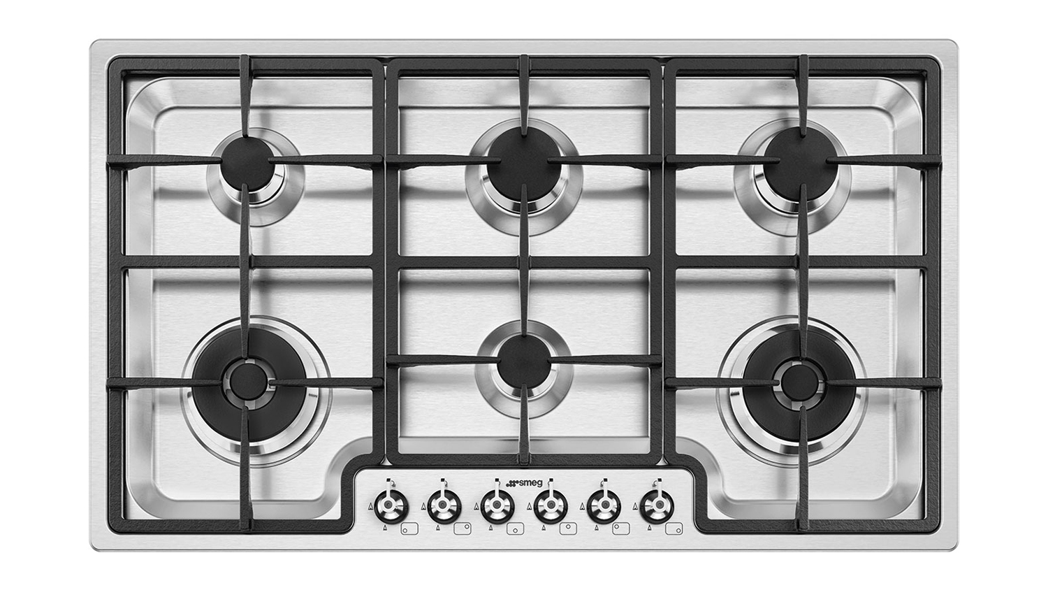 Smeg Classic 90cm 6 Burner Gas Cooktop in a sleek stainless steel