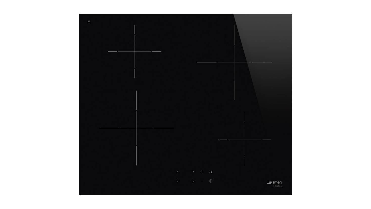 Top‑down view of the Smeg 60 cm black induction cooktop with four cooking zone