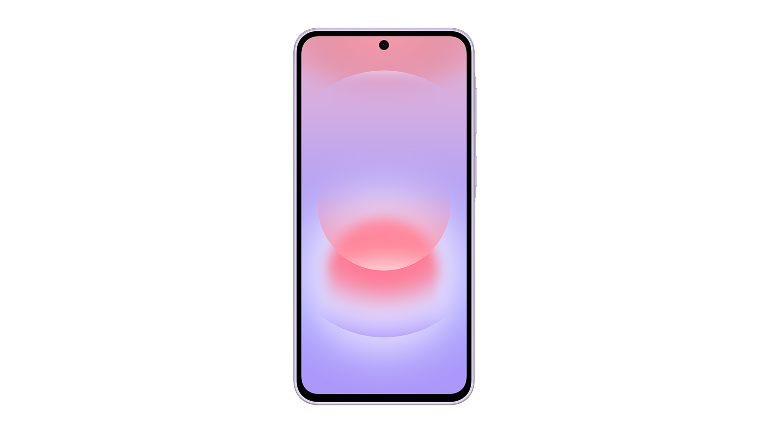 Front-facing view of Samsung Galaxy A37 5G in Awesome Lavender with a vibrant wallpaper