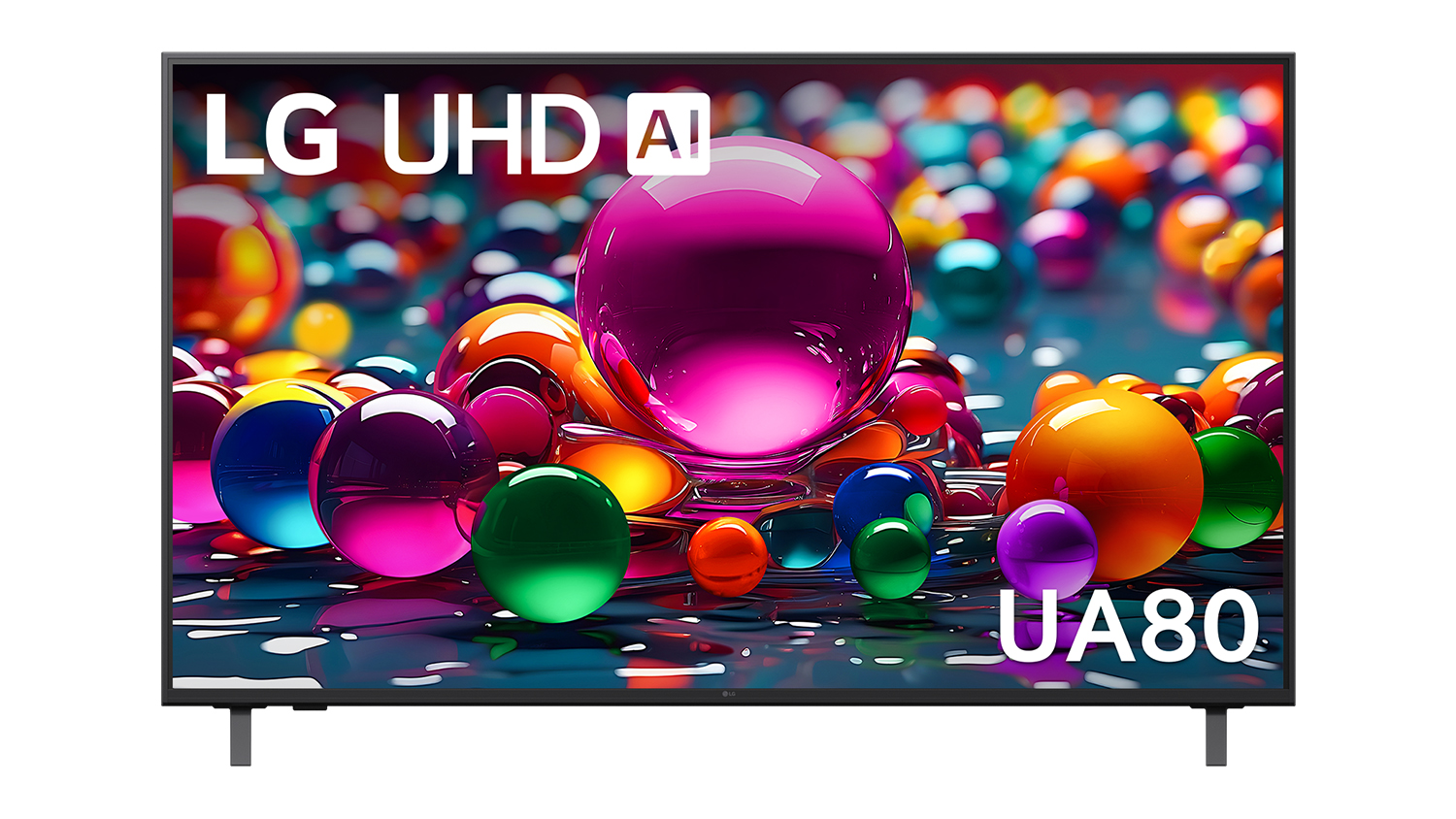 Front view of LG 65" UA80 Smart 4K UHD AI TV with webOS 25
