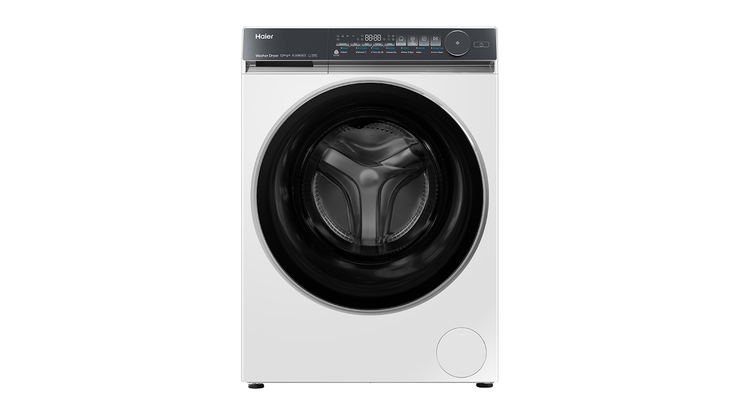 Haier 500 Series 10kg + 6kg Front Loader Washing Machine & Dryer Combo in a sleek white colour