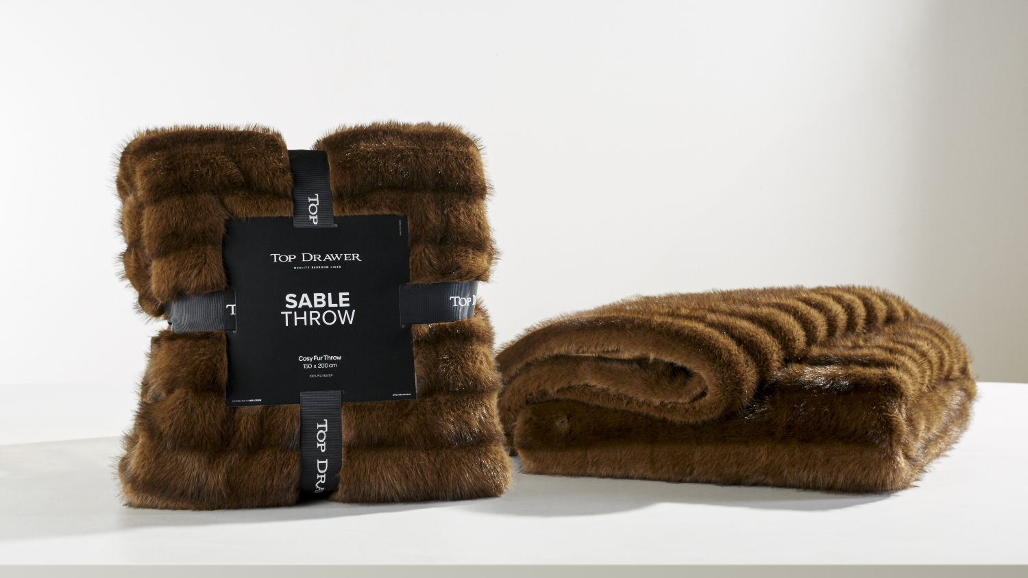 A Sable Brown Faux Fur Throw by Top Drawer