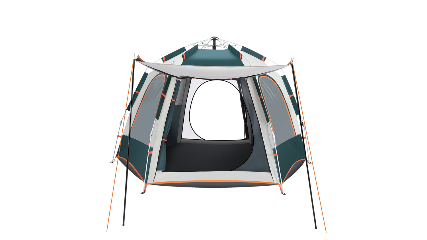 OGL Pop-Up 5 Man Camping Tent with Ventilation, Carry Case 270 x 270 x 155cm - Green/White