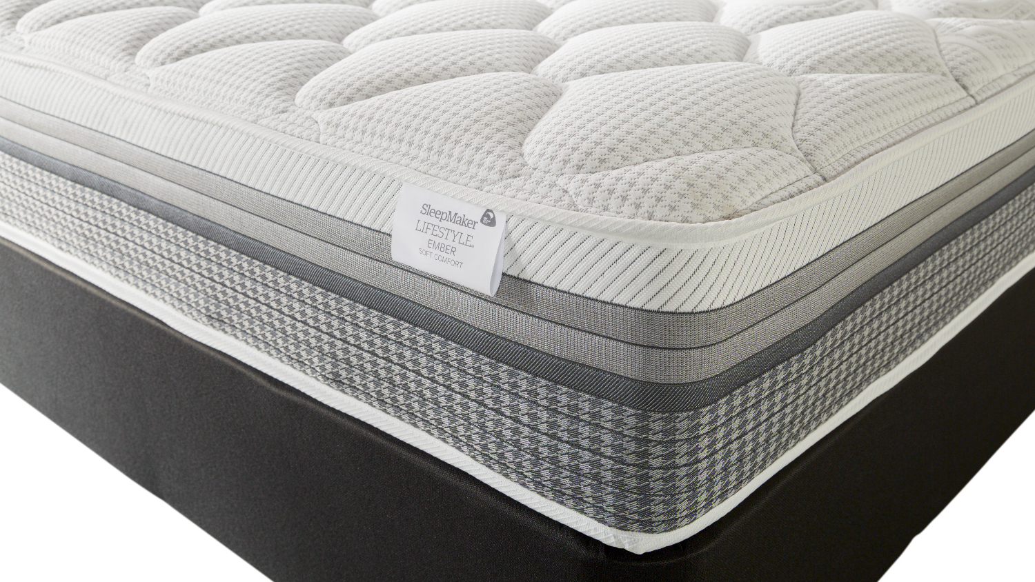 Corner view of the mattress with a quilted top