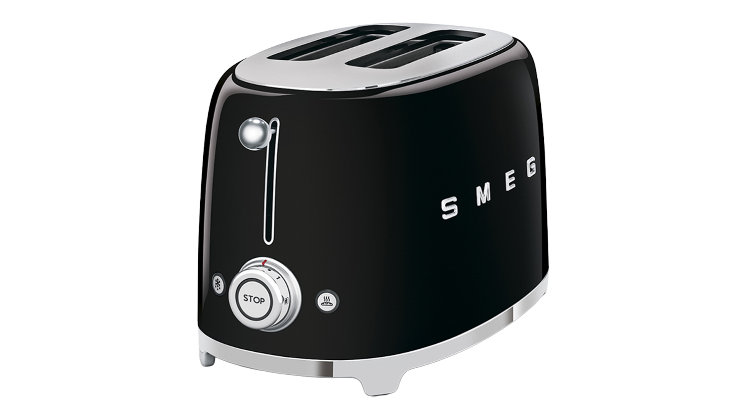 Smeg 50's Style 2 Slice Toaster in a stylish glossy black colour