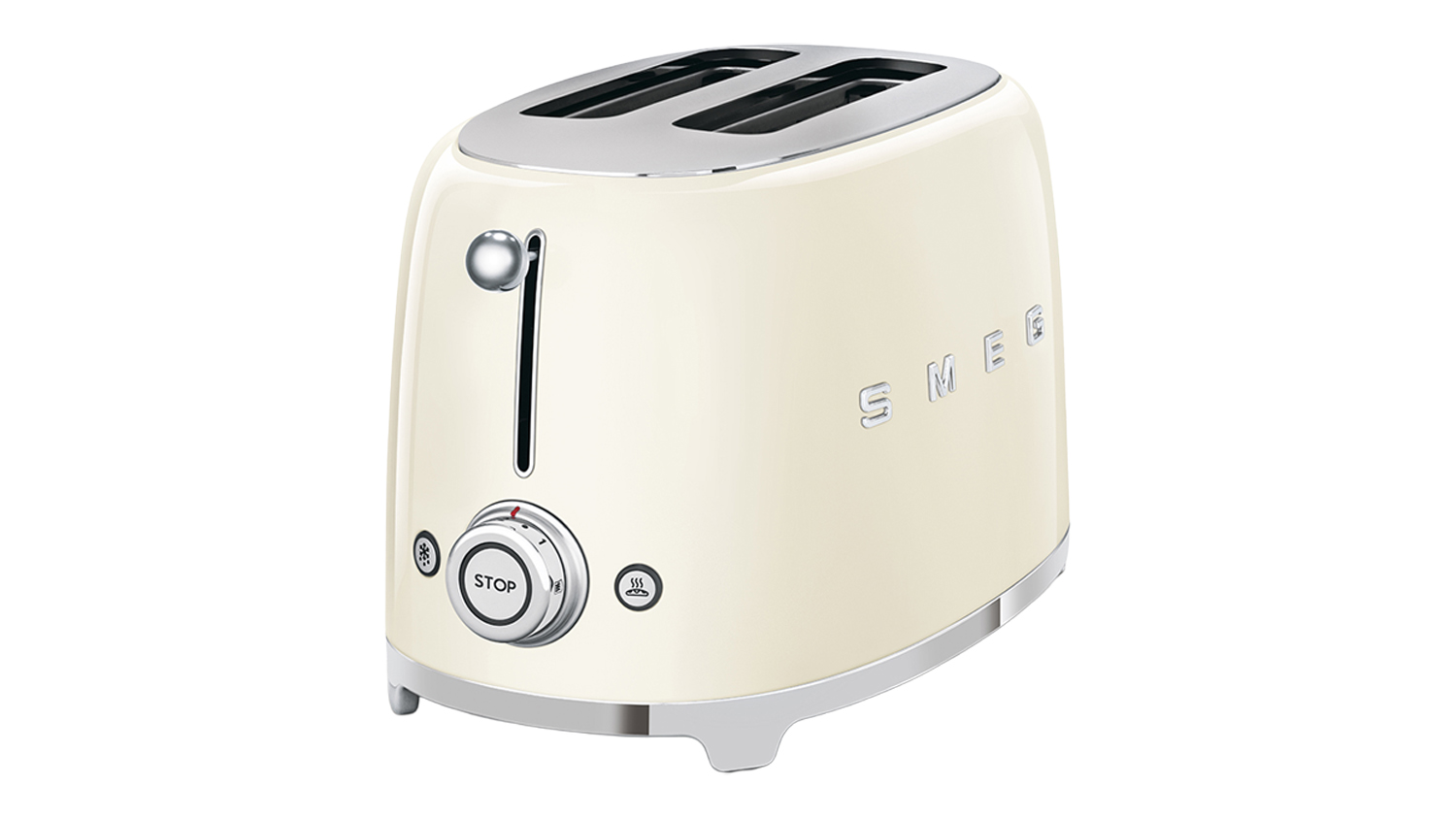 Smeg 50's Style 2 Slice Toaster in a stylish glossy cream colour