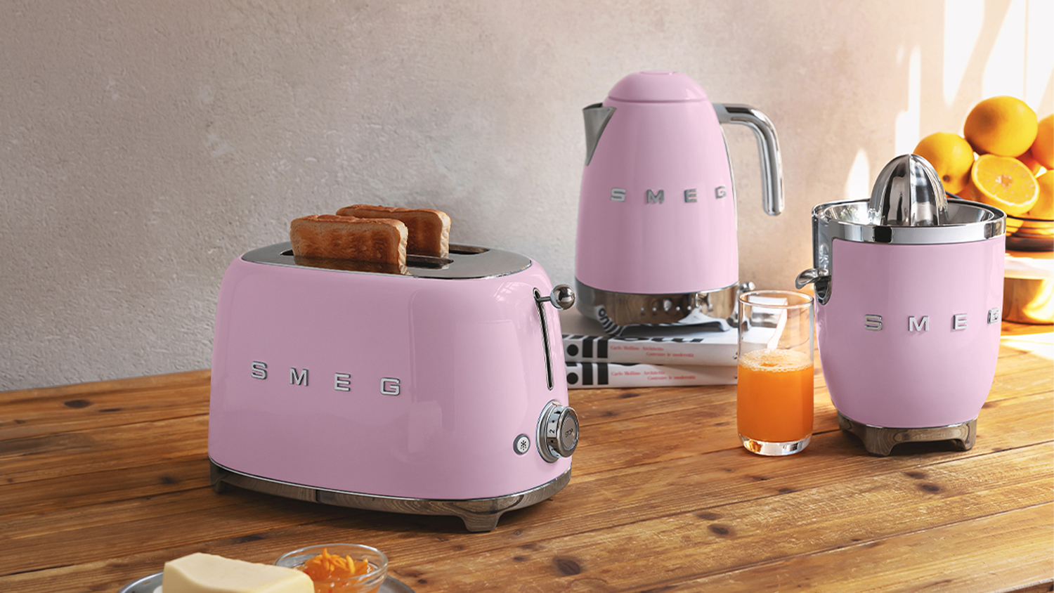Smeg 50's Style 2 Slice Toaster - Glossy Pink (TSF01PKAU)