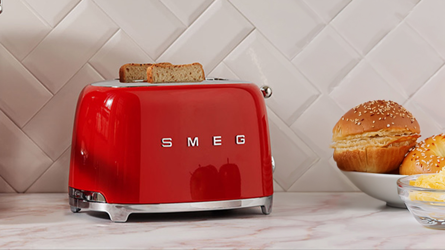 Smeg 50's Style 2 Slice Toaster - Glossy Red (TSF01RDAU)