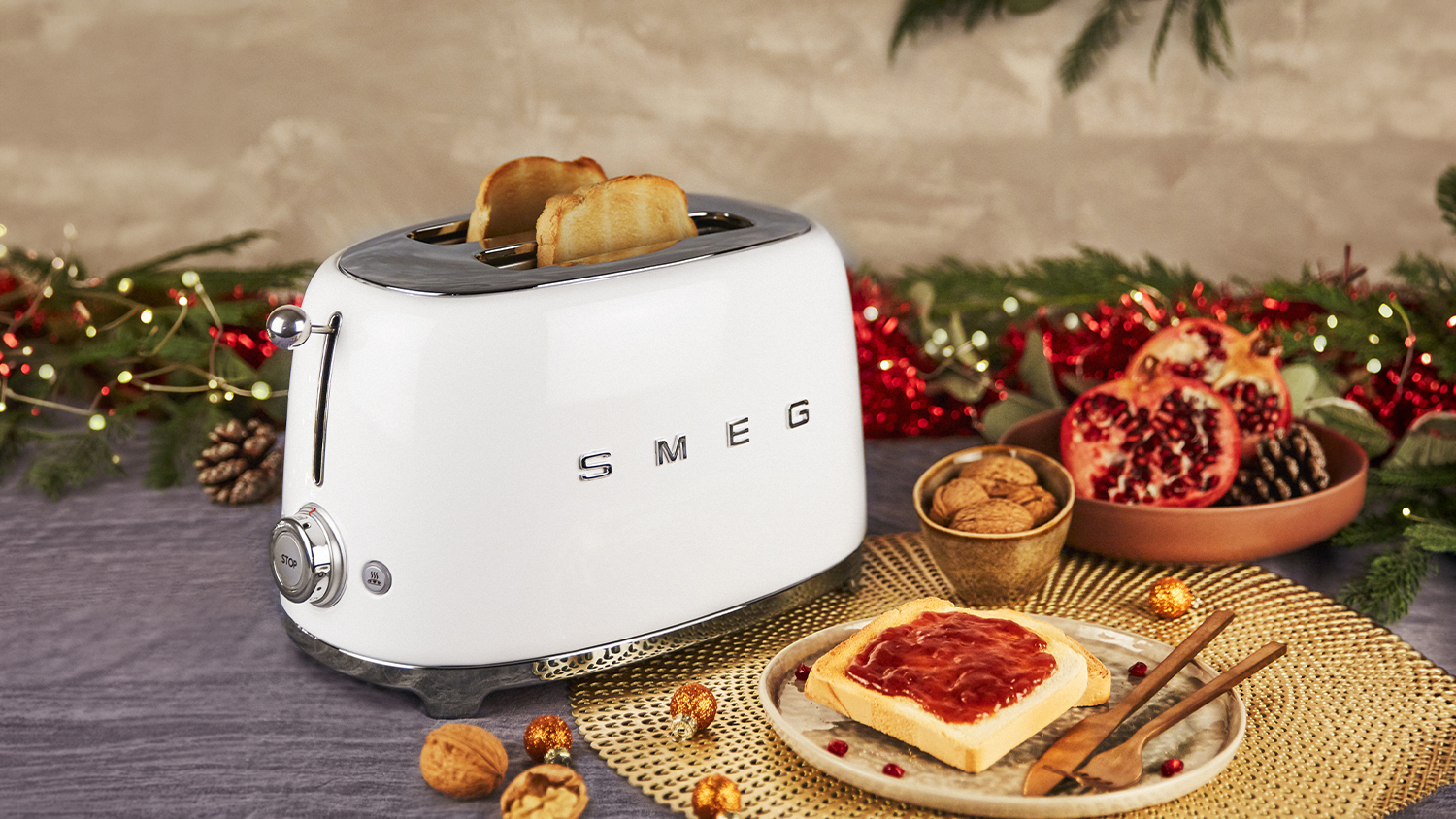 Smeg 50's Style 2 Slice Toaster - Glossy White (TSF01WHAU)
