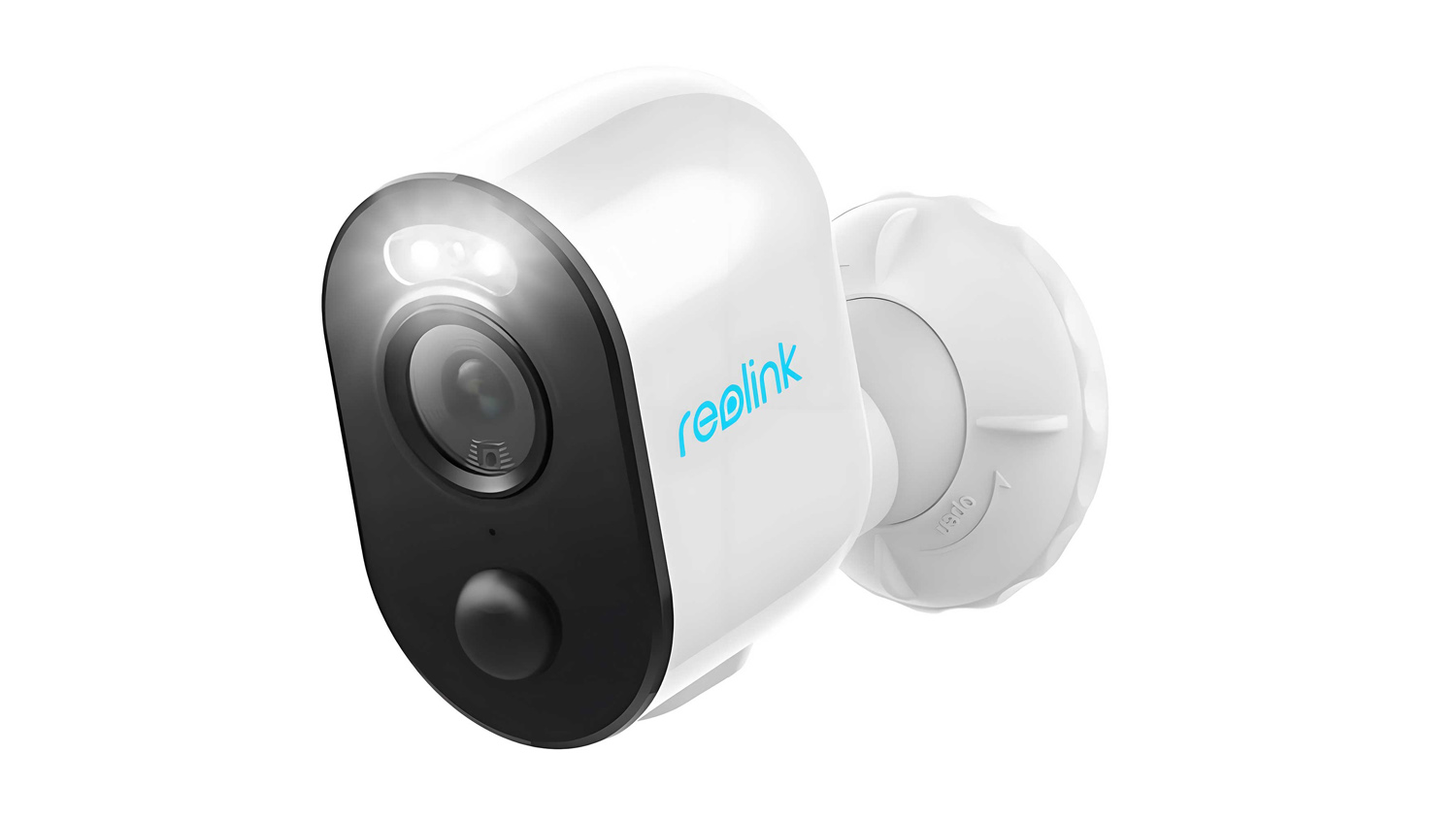Reolink Argus 3 Pro 5MP wireless battery security camera with spotlight, motion sensor, and wall mount, shown at an angle