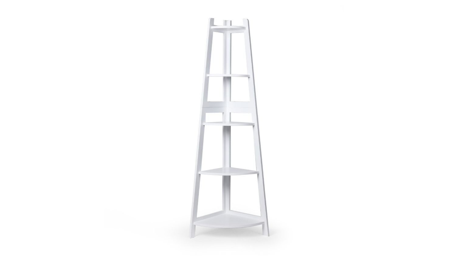 Front view of the Levede 5-Tier Corner Display Shelf in black colour
