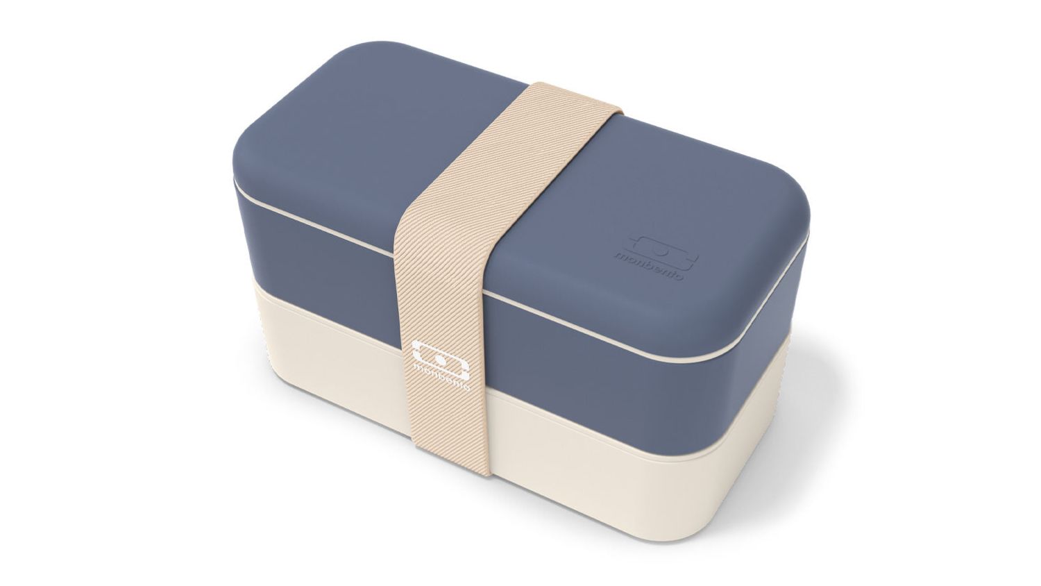 Monbento MB Original Stacking Bento Lunch Box in blue with elastic strap