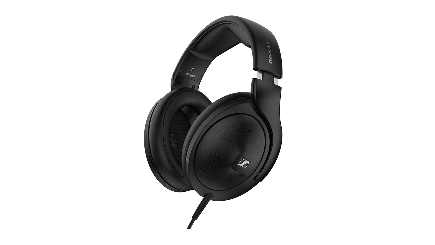 Angled view of Sennheiser HD 620S wired closed-back headphones in sleek black finish