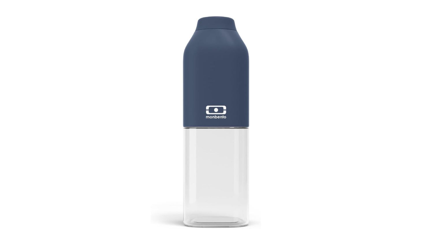 A front-angled view of the Monbento MB Positive Drink Bottle Medium in blue finish