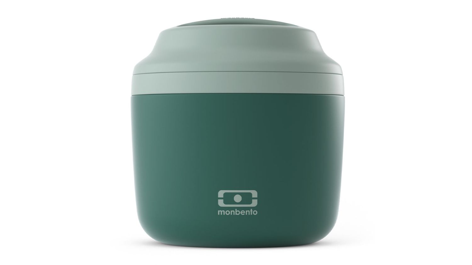 A front-angle view of the Monbento MB Element Insulated Lunch Container in green bicolour finish