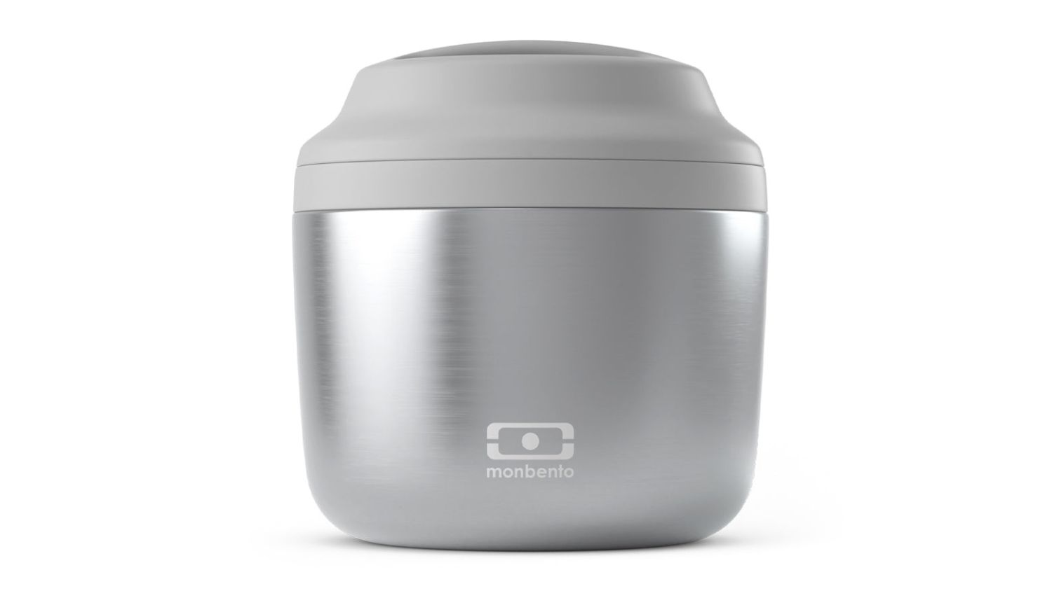 A front-angle view of the Monbento MB Element Insulated Lunch Container in silver finish