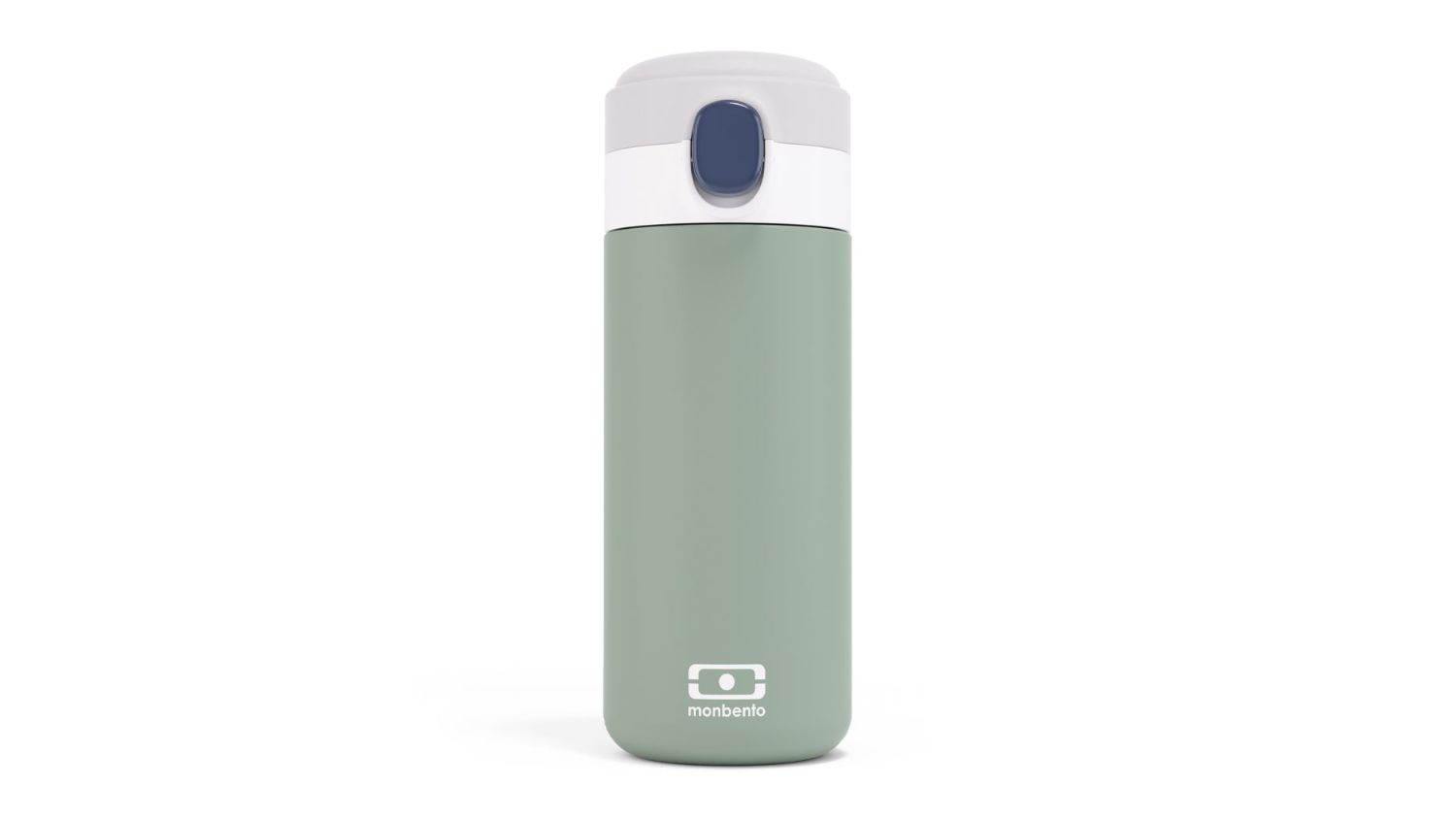 A front angle view of a Monbento MB Pop Insulated Drink Bottle in green finish
