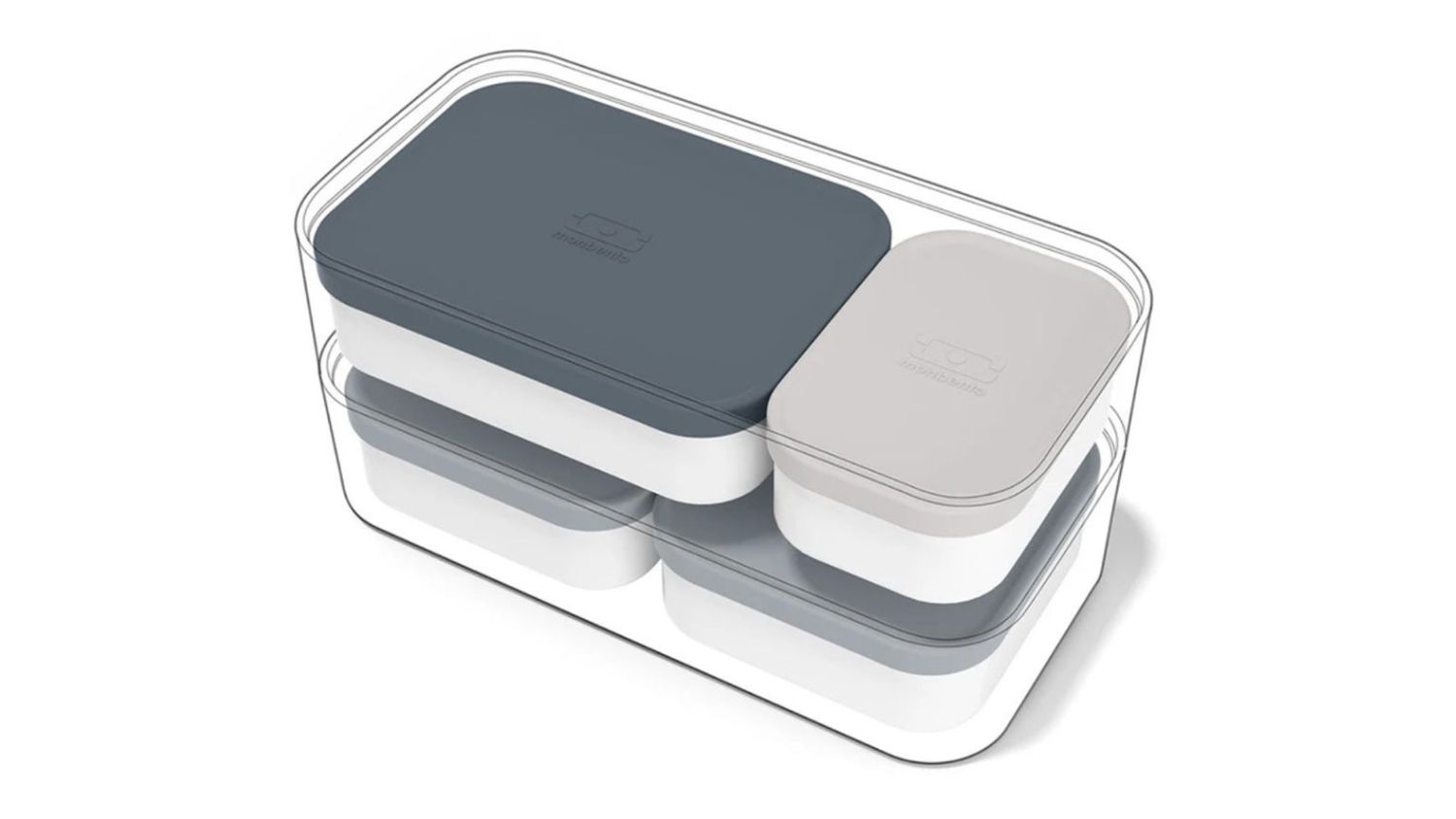 An angled top view of the Monbento Bento Box Container Set 4pcs