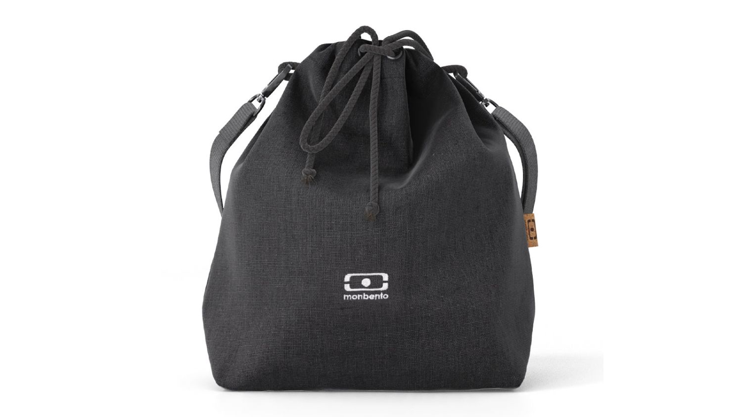 A front-angle view of the Monbento MB Fresh Lunch Bag in black finish