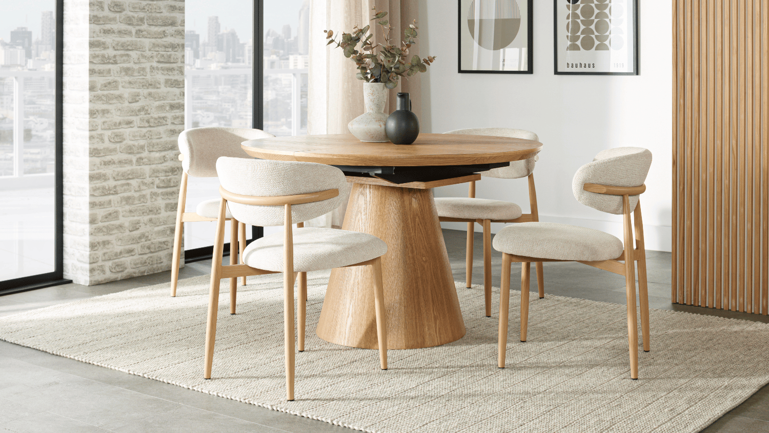 Ryder 5 Piece Round Extension Dining Suite - Beige