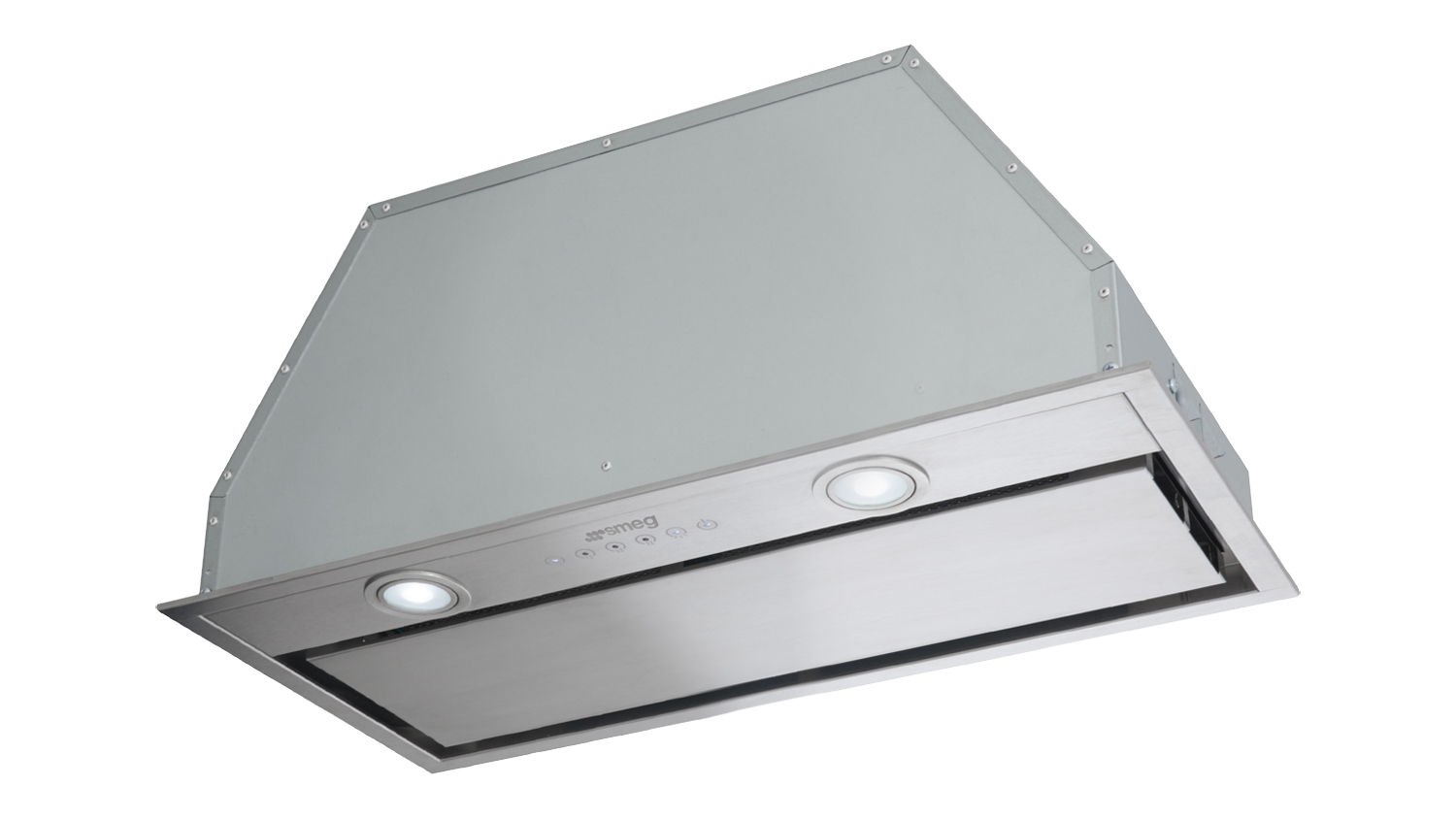 Smeg Classic 60cm Undermount Integrated Rangehood in a compact stainless steel