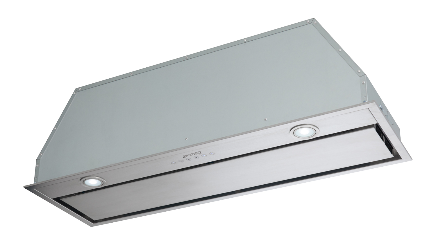 Smeg Classic 90cm Undermount Integrated Rangehood in a compact stainless steel
