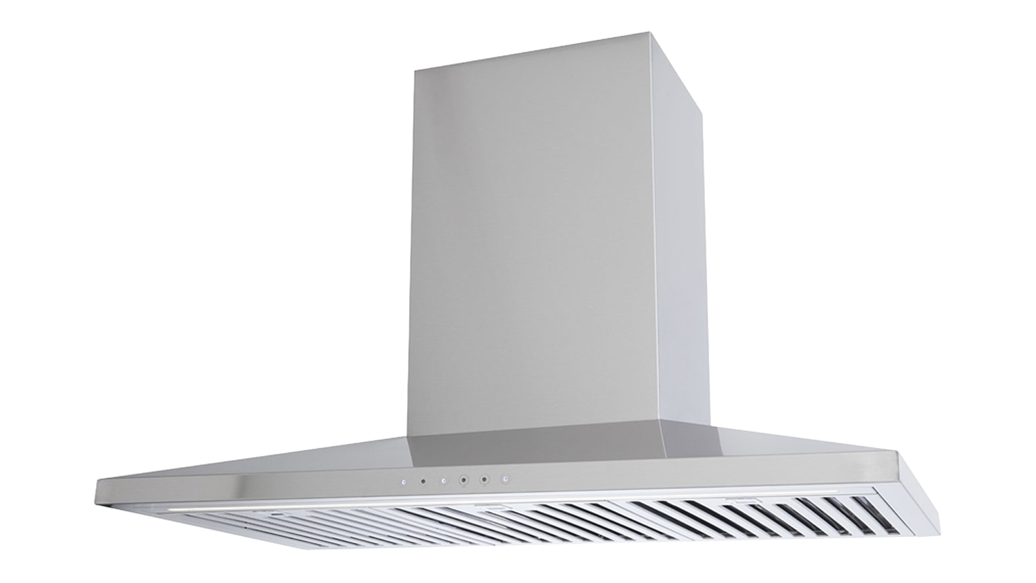 Smeg 90cm Pyramid Chimney Wall Mounted Rangehood in a compact stainless steel