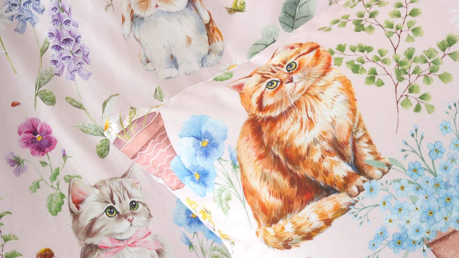 Woodland Whiskers Pink Duvet Cover Set by Squiggles