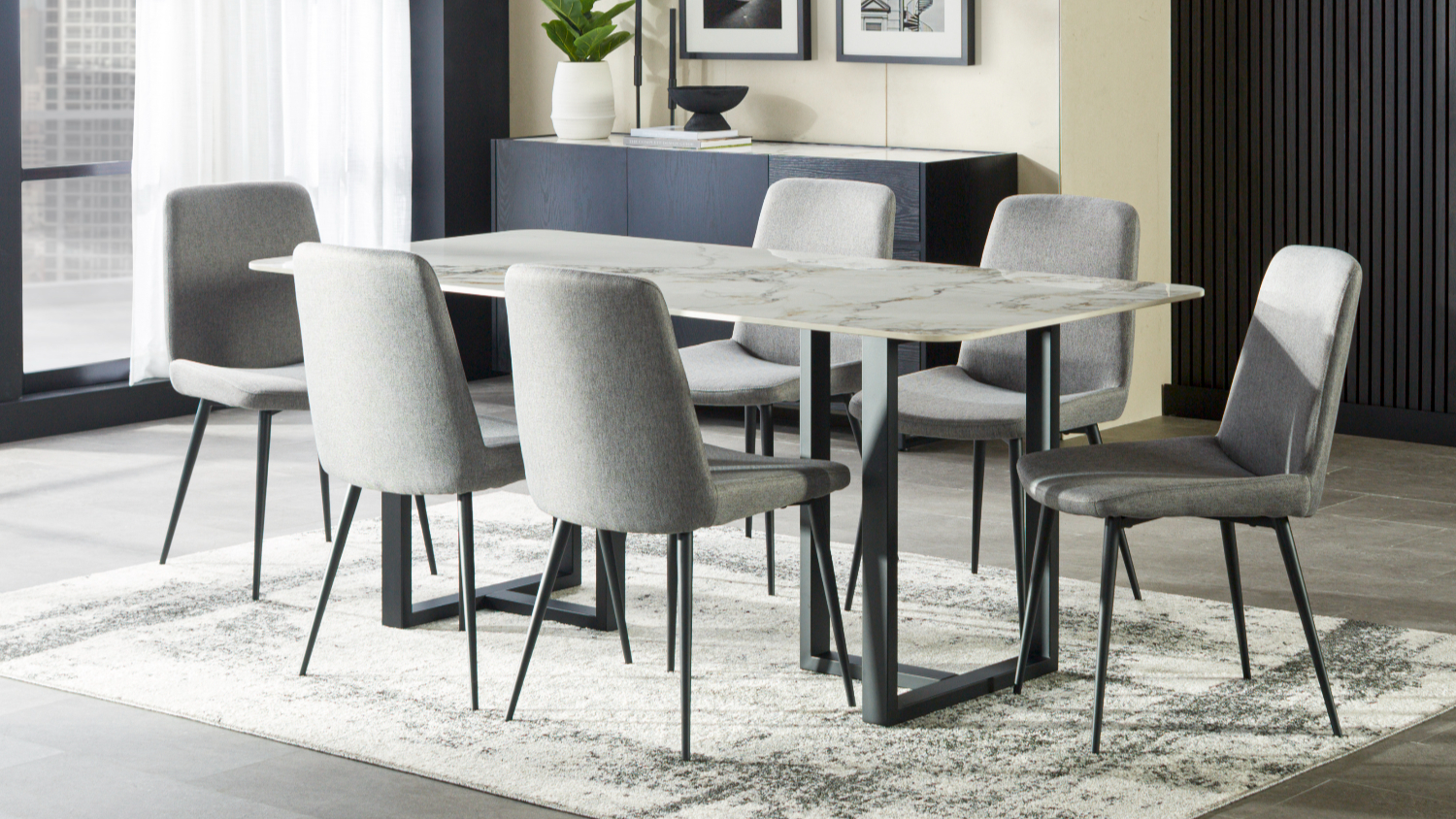 A full view of the Andes 7 Piece Dining Suite