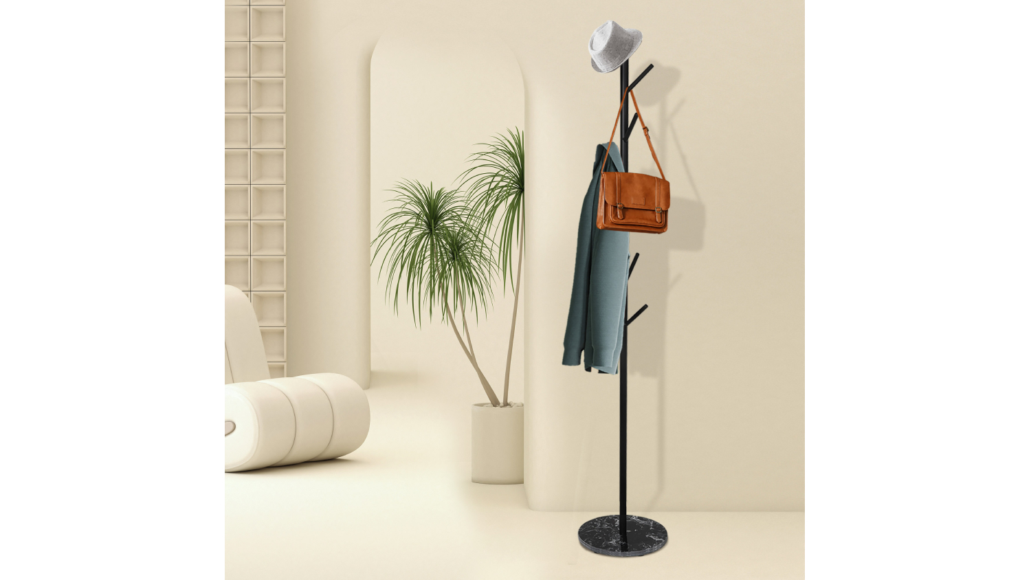 Levede Minimal Style Coat Rack 32 x 167cm - Black
