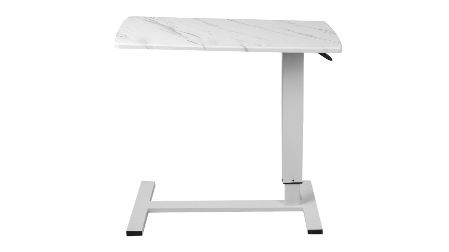 A front view of the Levede adjustable side table with white marble‑look tabletop and sturdy steel base