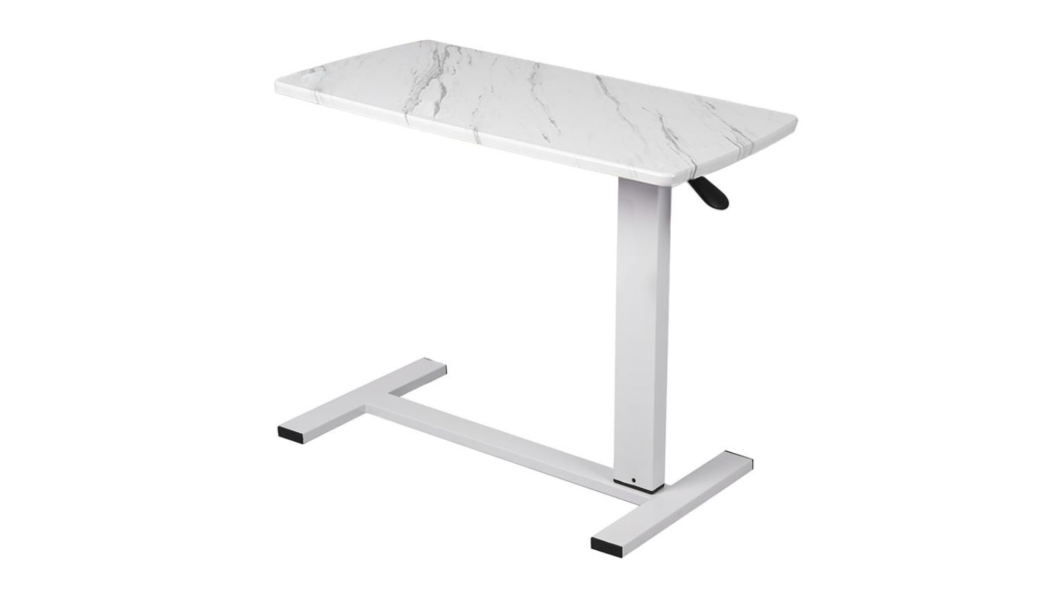 Levede Adjustable Side Table 80 x 40cm - White/Marble