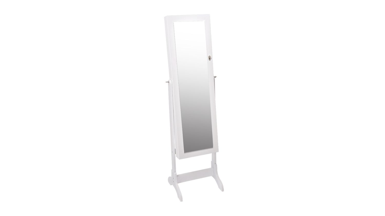 Levede Standing Full Body Mirror with Jewellery Storage – White