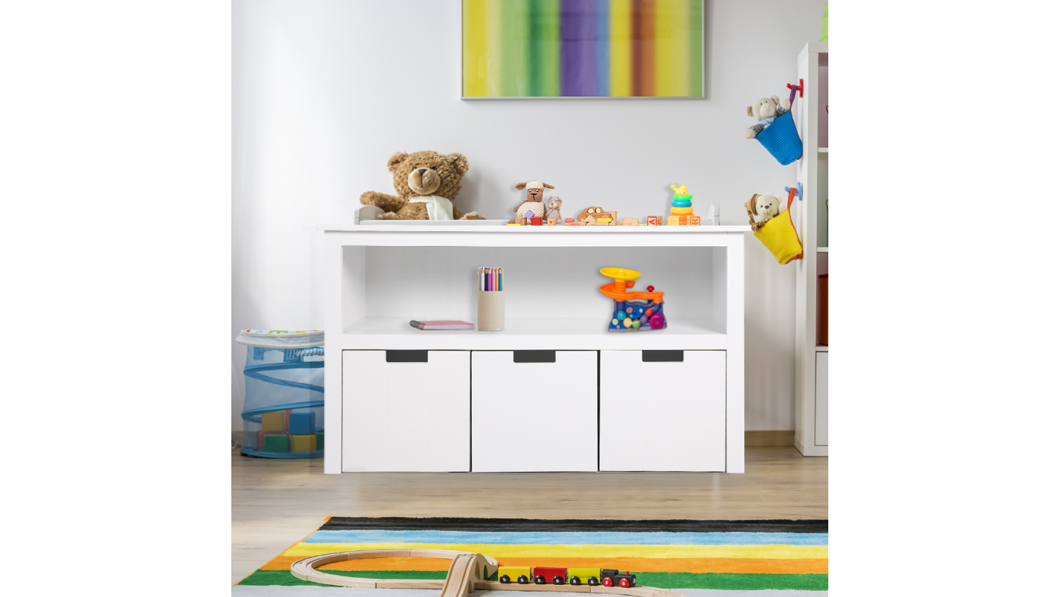 Levede Children's Storage Shelf with Containers 95.5 x 61 x 33cm