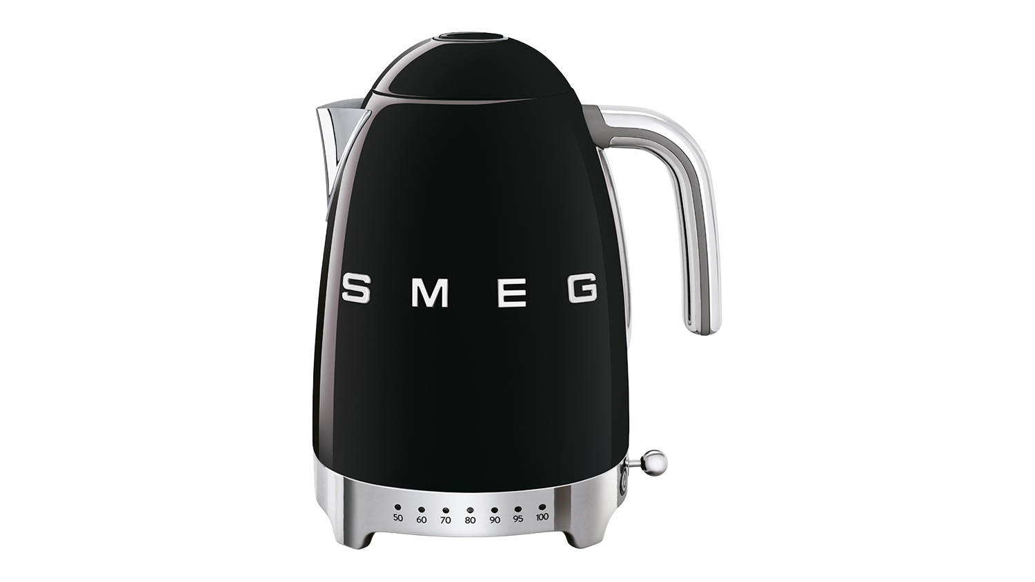 Smeg 50's Style 1.7L Variable Temperature Kettle in a glossy black colour