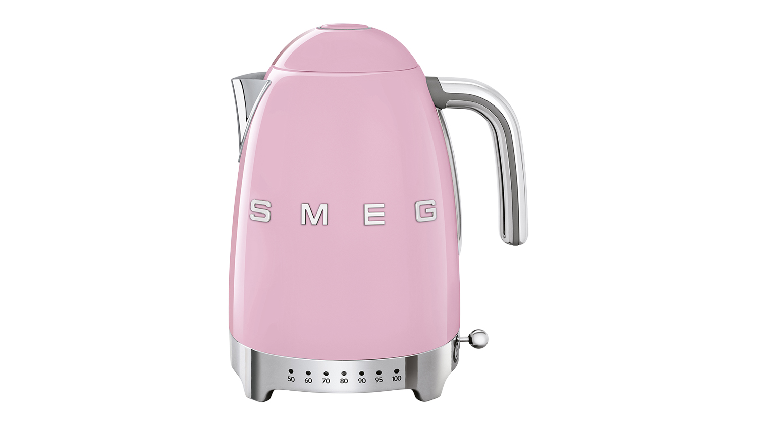 Smeg 50's Style 1.7L Variable Temperature Kettle in a glossy pink colour