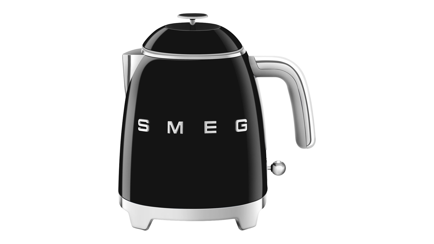Smeg 50's Style 0.8L Mini Kettle in a glossy black colour