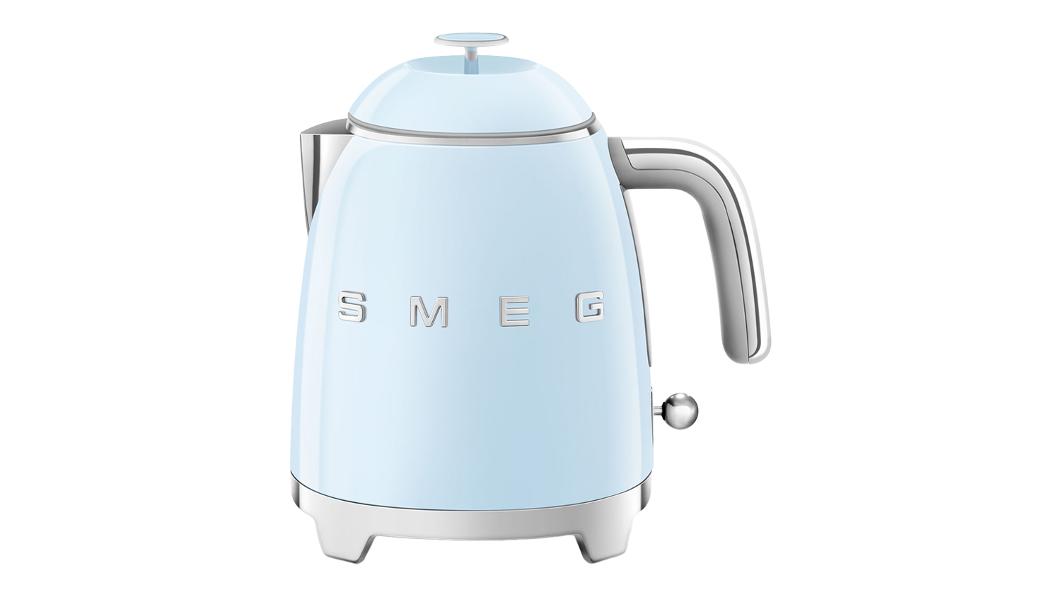 Smeg 50's Style 0.8L Mini Kettle in a glossy pastel blue colour
