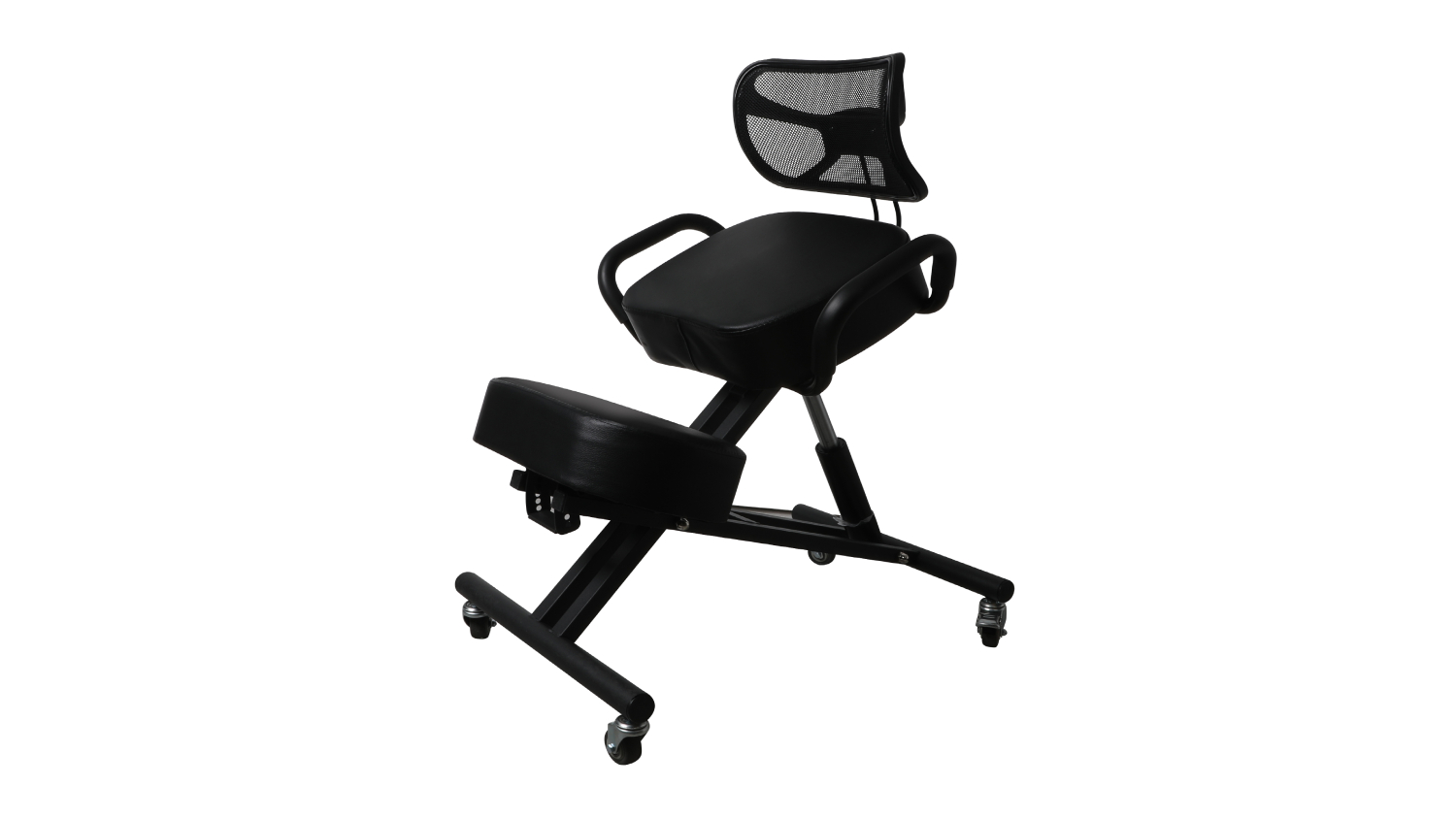 Levede ergonomic kneeling office chair with padded seat, knee pads, mesh backrest, armrests, and wheeled metal frame