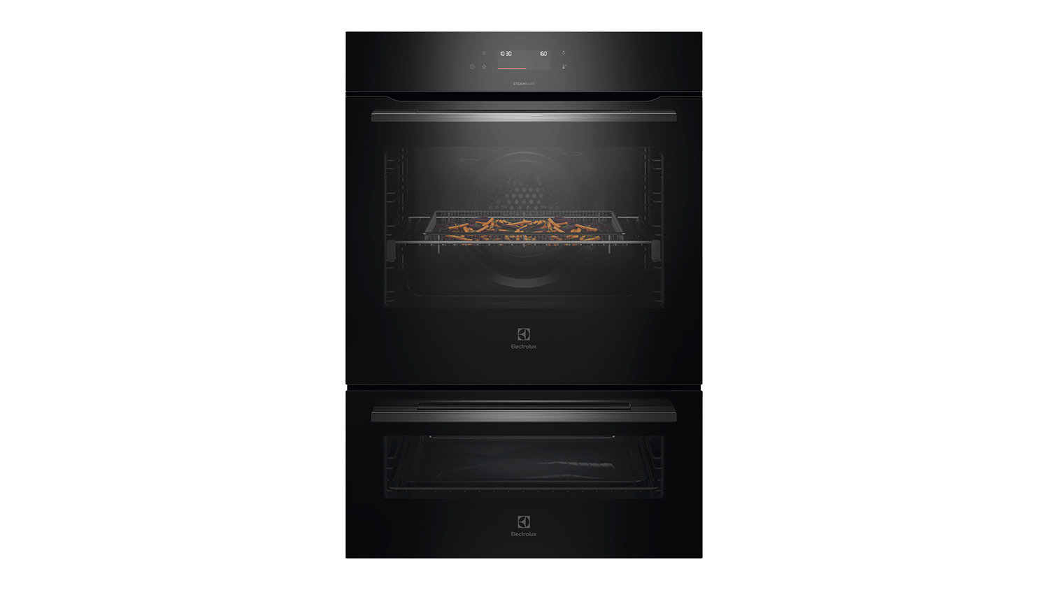 Electrolux 600 Series 60cm Built-In Double Oven with AirFryPlus & SteamBake in a sleek black colour