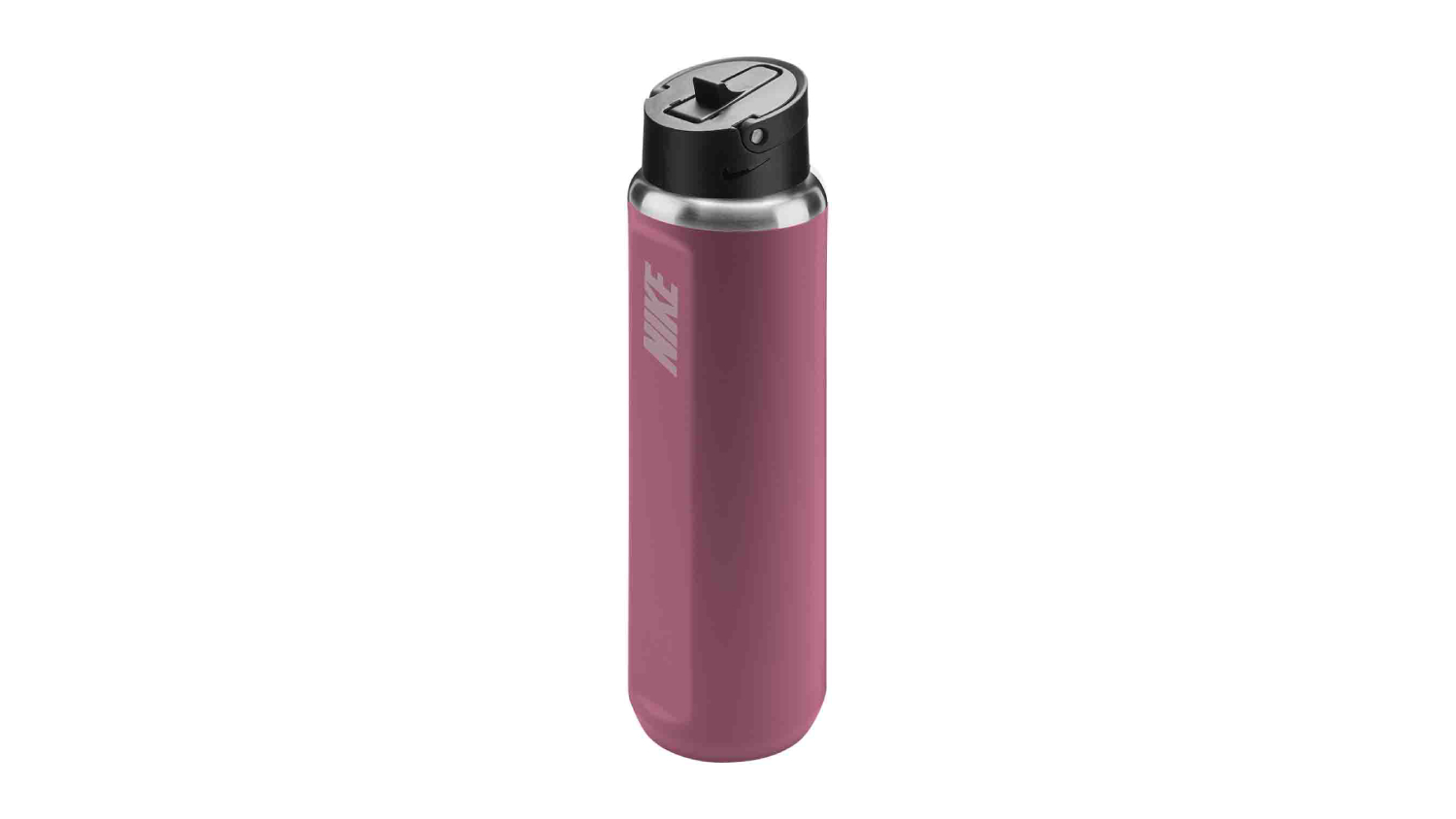 Pink Nike Stainless Steel Recharge Straw Drink Bottle 700mL with a flip‑up lid, white Nike logo, and tall, slim design