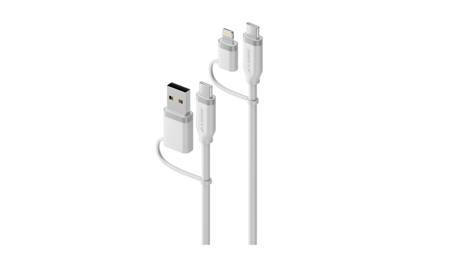 Angled view of the Alogic Elements 4-in-1 100W Universal Charging Cable