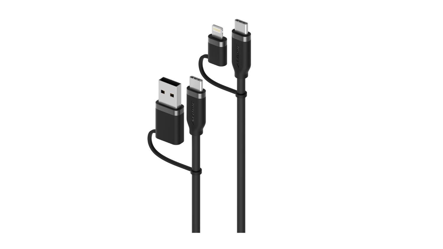 Angled view of the Alogic Elements 4-in-1 100W Universal Charging Cable